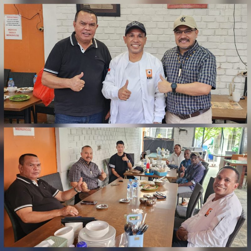 Bersama Bang Yopi / Drs. Yacob Ingratubun, MM., Ketua Komisi C DPR Papua, makan siang bersama sebagai ungkapan syukur kami atas terpilihnya Sdr. Dr. Ir. Johni Jonatan Numberi, M.Eng., IPM, sebagai Anggota Dewan Energi Nasional periode 2026–2030.
