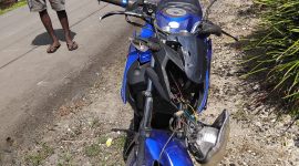 Dok. Polres Jayapura

Barang bukti sepeda motor Yamaha Vixion yang alami kecelakaan lalu lintas mengakibatkan balita usia 5 tahun meninggal dunia terjadi di Jalan Poros Kampung Yansu, Distrik Kemtuk Gresi, Kabupaten Jayapura, Selasa (27/9/2026)